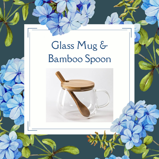 Glass Mug w/bamboo spoon